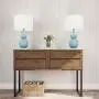 Lavish Home Table Lamps – Set of 2 Ceramic Double Gourd Vintage Style for Bedroom, Living Room or Office with Energy Efficient LED Bulbs (Blue)