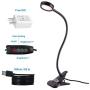 Clip on Light Reading Lights, EYOCEAN Desk Lamps, Eye Protection Kids Desk Lamp with Strong Clamp, Flexible Night Light 3 Modes 9 Dimming Levels(Included AC Adapter) Black