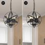 4-Light Pendant Light Fixture Farmhouse Chandelier Candel Pendant Spherical Rustic Industrial Lighting Adjustable Height w/ Metal Spherical Shade Dining Room Lighting Fixtures Hanging