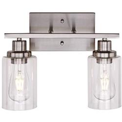 Banato Lighting 2-Light Modern Vanity Lights Sconces Bathroom Lighting Fixtures Wall Lamp Brushed Nickel Indoor Wall Light Fixture with Clear Glass Shade for Porch Stairway Kitchen Bar