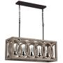 CHENGSIBAO Large Vintage Wooden Chandeliers Farmhouse 5-Light Kitchen Island Ceiling Wood Pendant Lights Fixture Ceiling Lighting Chandelier for Dining Room, Pool Table