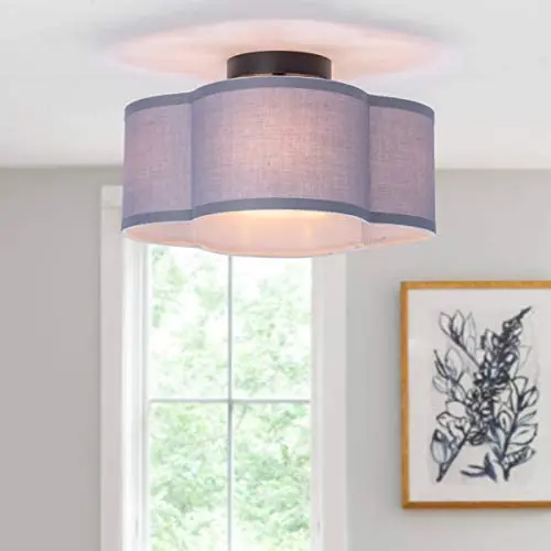 VILUXY Semi-Flush Mount Ceiling Light Fixture Gray Fabric Drum Shade Black Brush Paint Finish for Bedroom, Dining Room, Corridor, Living Room 13.77'' 4-Light VILUXY Semi-Flush Mount Ceiling Light Fixture Gray Fabric Drum Shade Black Brush Paint Finish for Bedroom, Dining Room, Corridor, Living Room 13.77'' 4-Light