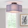 VILUXY Semi-Flush Mount Ceiling Light Fixture Gray Fabric Drum Shade Black Brush Paint Finish for Bedroom, Dining Room, Corridor, Living Room 13.77'' 4-Light
