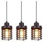 CMNNQ Mini Pendant Light, Metal Cage Shade Hanging Light Fixture, Adjustable Vintage Edison Farmhouse Lamp for Kitchen Island Dining Room Entryway Foyer Table Hallway, 3-Pack (Bronze)