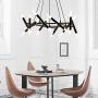 BOKT Mid Century Modern 20-Light Polygonal Chandelier Light Fixture for Kitchen Living Room Foyer Dining Room Ceiling Lamp Includ G4 Warm White Bulbs (Black)