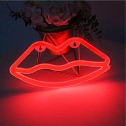 LED Red Lip Neon Light, Cute Neon Lip Sign, Room Decor Battery or USB Powered 4.5V Art LED Decorative Lights Night Lights Indoor for Home, Bedroom, Office,Dorm,Party (red Lip)