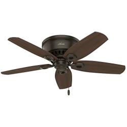 Hunter Fan Company 51091 Hunter Builder Indoor Low Profile Ceiling Fan with LED Light and Pull Chain Control, 42'', New Bronze