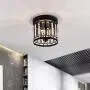 Larootsi Modern Flush Mount Ceiling Light with K9 Crystal 3E12 Bulb Base Close to Ceiling Light Fixture for Bar Kitchen Hallway Dining Room Living Room Black