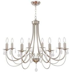 Lucidce 8 Lights Luxury Crystal Farmhouse Chandelier Lighting Contemporary Pendant Lights Fixture Brushed Nickel Island Ceiling Light for Dinning Room Bed Kitchen Room