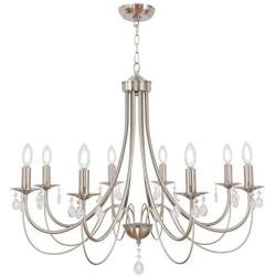 Lucidce 8 Lights Luxury Crystal Farmhouse Chandelier Lighting Contemporary Pendant Lights Fixture Brushed Nickel Island Ceiling Light for Dinning Room Bed Kitchen Room