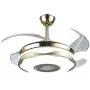 Modern 42 Bluetooth Ceiling Fan Light 7-Colorful LED and Remote Control and High Speaker APP Music Player ABS Retractable 4-Blades Fan Light for Dining Room/Living Room/Bedroom