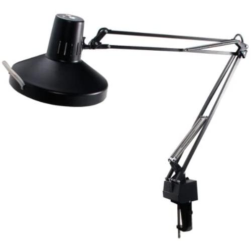 LEDU L445BK 3-Way Clamp Mount Fluorescent/Incandescent Swing Arm Lamp, 37.5'' Arm, 11.25'' x 23.5'' x 8.25'', Black