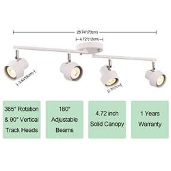 TeHenoo 4-Light LED Track Light,Adjustable Track Heads, Foldable Track Lighting Fixtures for Kitchen, Office,Dining Room, Bedroom,White