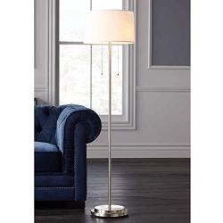 Simplicity Modern Floor Lamp Brushed Nickel Off White Tapered Drum Shade for Living Room Reading Bedroom Office - Possini Euro Design