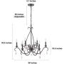 LALUZ Dining Room Chandelier Farmhouse Lighting Fixture Hanging with Crystal Pendants, 28” L x 25.5” H, Bronze