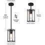 VINLUZ Farmhouse Pendant Lighting Black Mini 1-Light Fixtures with Glass Shade Contemporary Modern Kitchen Island Lights Ceiling Hanging Chandeliers for Dining Room Hallway Foyer