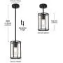 VINLUZ Farmhouse Pendant Lighting Black Mini 1-Light Fixtures with Glass Shade Contemporary Modern Kitchen Island Lights Ceiling Hanging Chandeliers for Dining Room Hallway Foyer