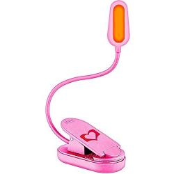 Amber Soft - Blue Light Blocking - 3 Mode Reading Light - 16 Hour Battery Life - Rechargeable - Amber Book Led Night Light- - Portable Bendable Neck - USB Or Battery Operated - Pink