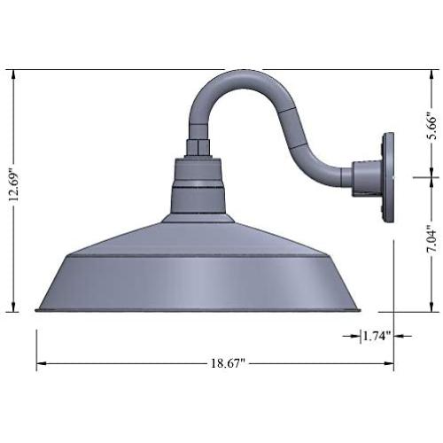 17in. Architectural Bronze Outdoor Gooseneck Barn Light Fixture with 10in. Long Extension Arm - Wall Sconce Farmhouse, Vintage, Antique Style - UL Listed - 9W 900lm A19 LED Bulb (5000K Cool White)