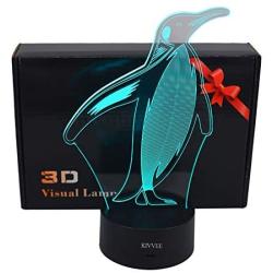 Penguin Visual 3D Lamp Illusion 2D Night light Xmas Chirstmas Festival Birthday Valentines Day Lovers Gift Nursery Bedroom Desk Table Decor for Baby Boys Kids children