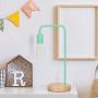 Minimalist Table Lamp, Dimmable Nightstand Desk Lamp, Bedside Lamp Industrial Style with Wood Base (Mint Green)