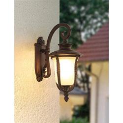 Designer Outdoor Wall Lanterns Rustic Exterior Light Fixture as Front Porch Light Wall Mount, 18'' Waterproof Outdoor Wall Sconce, Brown Finish with Frosted Glass for Front Door Garage Patio