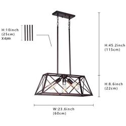 Doowin Linear Chandelier, 3-Light Farmhouse Dining Room Lighting Fixtures, Dining Chandelier, Oil Rubbed Bronze Finish Rectangle Chandelier