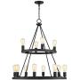 Lacey Black Wagon Wheel Chandelier 29 1/4'' Wide Modern Industrial LED Two Tier 12-Light Fixture for Dining Room House Foyer Kitchen Island Entryway Bedroom Living Room - Franklin Iron Works