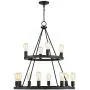 Lacey Black Wagon Wheel Chandelier 29 1/4'' Wide Modern Industrial LED Two Tier 12-Light Fixture for Dining Room House Foyer Kitchen Island Entryway Bedroom Living Room - Franklin Iron Works