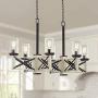 McBride Black White Wash Wood Linear Pendant Chandelier 39 1/2'' Wide Rustic Farmhouse LED 6-Light Fixture for Kitchen Island Dining Room - Franklin Iron Works