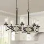 McBride Black White Wash Wood Linear Pendant Chandelier 39 1/2'' Wide Rustic Farmhouse LED 6-Light Fixture for Kitchen Island Dining Room - Franklin Iron Works