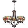 VINLUZ 5 Light Tiffany Chandeliers Lighting Victorian Antique 7-inch Stained Glass Shaded, Oil Rubbed Bronze Pendant Lights Traditional Ceiling Light Fixtures Hanging for Dining Room Bedroom