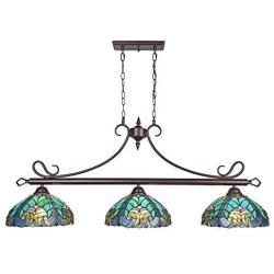 Tiffany Pool Table Lights 3-Light Hanging Chandelier Light Fixture Victorian Tiffany Pendant Lighting Dining Room Light 12” Wide Lampshade – Cotoss Tiffany Lamp