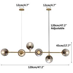 Modo Lighting Mid-Century Modern Ceiling Pendant Chandelier Golden 6 Light Globe Glass Hanging Light for Dining Room
