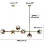 Modo Lighting Mid-Century Modern Ceiling Pendant Chandelier Golden 6 Light Globe Glass Hanging Light for Dining Room