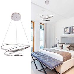 CHYING Modern Pendant Light with Irregular Ring Lights 40W LED Adjustable Chandelier 39.4 inch Ceiling Light Fixture for Dining Room Bedroom Living Room 39.4in Chrome