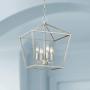 Queluz Brushed Nickel Cage Foyer Pendant Chandelier 13'' Wide Geometric Frame 4-Light Fixture for Dining Room House Foyer Kitchen Island Entryway Bedroom Living Room - Franklin Iron Works