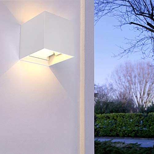 LED Cube Exterior Aluminum IP65 Waterproof Wall Lamp, Yosoan 4.7'' 20W Super Warm White Modern Fixture Light 86-265V Adjustable Outdoor Indoor Warm White Sconce Lamp Up Down