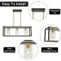 VINLUZ Industrial Chandeliers 3 Light with Clear Glass Shade Brushed Brass and Black Modern Farmhouse Dining Room Lighting Fixtures Hanging, Kitchen Island Linear Pendant Lights Ceiling
