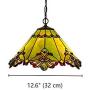 LITFAD Tiffany Style Pendant Lighting Stained Glass Cone Pendant Light 2 Lights Antique Ceiling Lamp Art Decoration Ceiling Hanging Light for Dining Room Restaurant Study Room - Green, 12.6'' (32 cm)