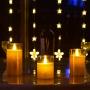 Flameless Led Candles Flickering, Yinuo Candle Real Wax Fake Wick Moving Flame Faux Wickless Pillar Battery Operated Candles with Timer Remote Glass Effect for Festival Wedding Home Party Decor