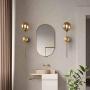 BOKT Glass Globe Mid Century Wall Sconce Wall Light Fixture Bedroom Lighting Nordic Living Room Background Wall Lamp Mirror Headlights(Amber)