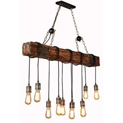 Retro Rustic Pendant Lights Adjustable Height Industrial Geometric Beauty Log Pendant Lighting Indoor Ceiling Hanging Light for Dining Living Room Kitchen Hallway Bar 110V-120V