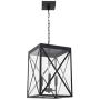 MELUCEE 3-Light Outdoor Chandelier Lighting Black Indoor Lantern Pendant Light Exterior Ceiling Light Fixtures with Clear Glass for Patio Porch Entryway