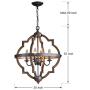 Saint Mossi Stardust Distressed Oak Finish Farmhouse Orb Chandelier Lighting Flush LED Ceiling Light Fixture Pendant Lamp Dining Room Bedroom Livingroom 4 E12 LED Bulbs Required