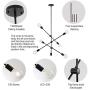 Sputnik Light Fixture Mobile Chandelier 6 Lights Modern Pendant Lighting Black Finish Contemporary Semi Flush Mount Ceiling Light Fixtures for Dining Room