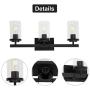 BONLICHT Vanity Lights Vintage Industrial 3 Lights Black Wall Sconce with Clear Glass Shade and Metal Base,Rustic Bathroom Light Fixture Hallway Wall Lamp for Kitchen Powder Room Living Room Bedroom