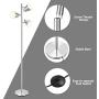Tangkula 3-Light Floor Lamp, 64” Mid Century Modern 3 Light Tree, Standing Tall Pole Lamp with 3 LED Bulbs and Adjustable Heads, Reading Light for Living Room & Bedroom, 360 Lighting (Nickel)