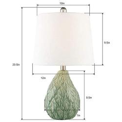 Maxax Table Lamps Ceramic Nightstand Lamps Set of 2 with White Shade Bedside Desk Lamps for Bedroom, Living Room, Office,Green Finish