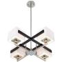 Quartet Brushed Nickel Pendant Chandelier 28'' Wide Modern Dark Mocha Wood Off White Fabric 4-Light Fixture for Dining Room House Island Entryway Bedroom Living Room - Possini Euro Design